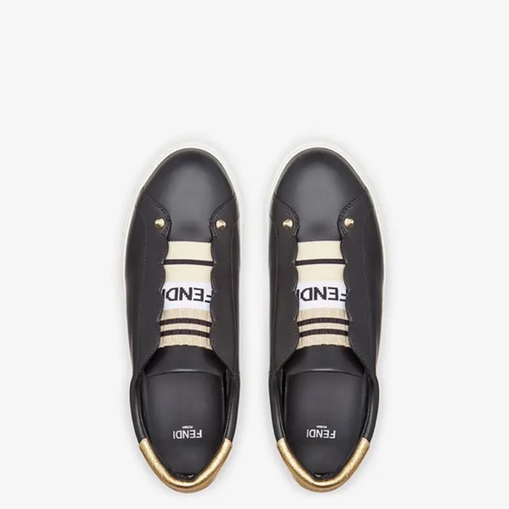 Fendi Black leather slip-ons